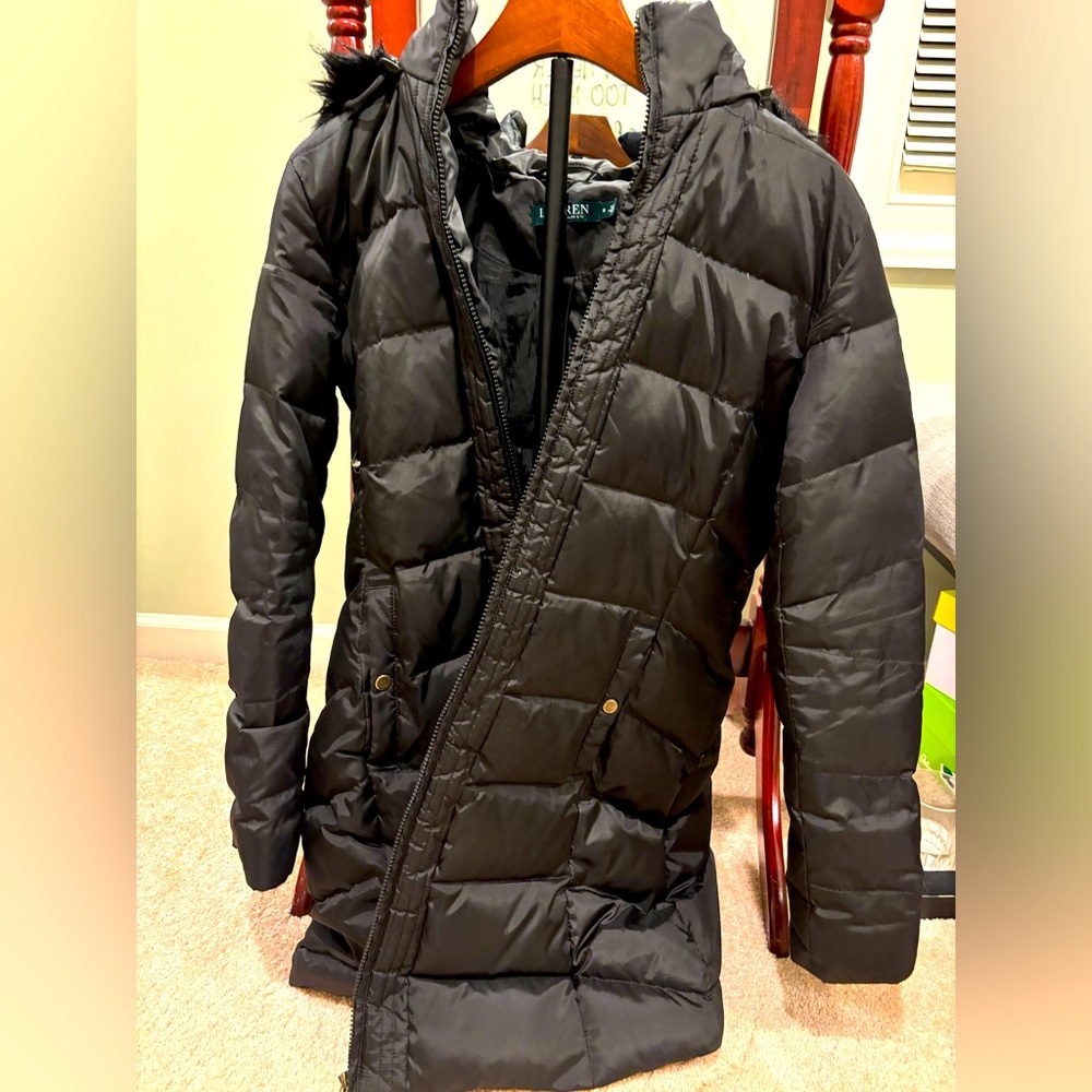 Lauren Ralph Lauren Women's Black Puffer Coat M Long